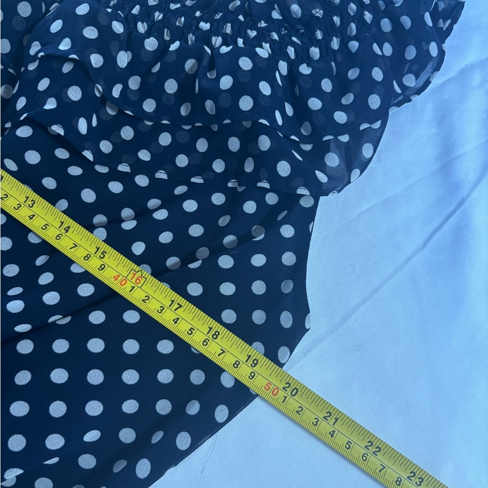 Ralph Lauren Navy Polka Dot Off-Shoulder Blouse - Picture 9 of 10